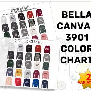 Bella Canvas 3901 Color Chart|Bella 3901 Colors|BC3901 Unisex Fleece Raglan Sweatshirt Color| Bella+Canvas Color Chart, Mockup, Flat Lay