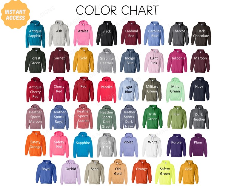 Download Gildan 18500 Color Chart Gildan G18500 Digital File for | Etsy