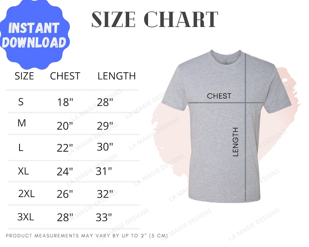 Next Level 3600 Size Chart 3600 Men s Cotton Short Sleeve T shirt Mockup Downloadablemockup Flat Lay Size Guide for Printful Printify Etsy Ireland