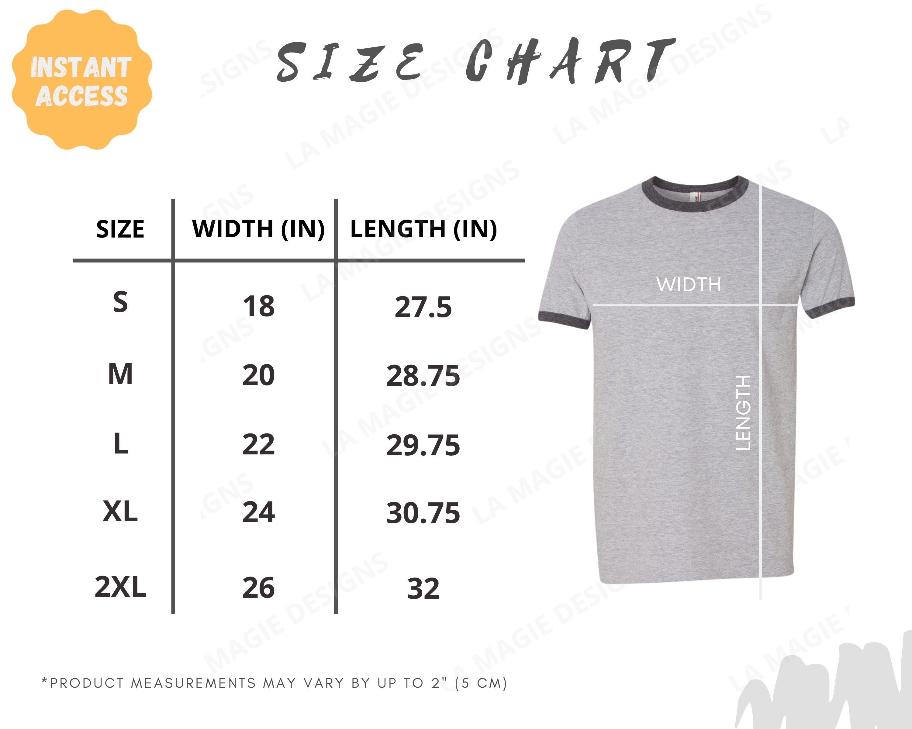 Anvil 988 Size ChartAnvil Lightweight Ringer T-Shirt Size | Etsy
