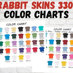 Rabbit Skins 3301 Color Chart |Toddler Jersey Tee color chart | RS3301 | LAT Apparel 3301 Rabbit Skins Colors| Kid&#39;s tshirt color chart