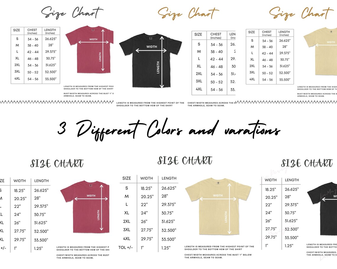 Comfort Colors 1717 Color ChartComfort Colors 1717 Size Etsy de