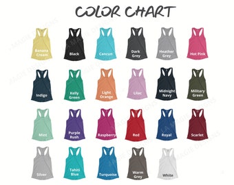 Tabela de cores do próximo nível 1533 | Todas as cores | N1533 | Maquete de regata feminina Racerback ideal | Arquivo digital (JPEG / JPG)