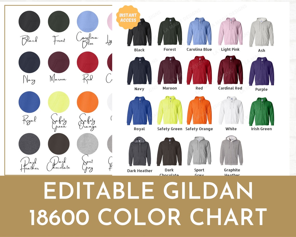 Gildan 18600 Color Chart-Gildan g186 color chart Gildan | Etsy