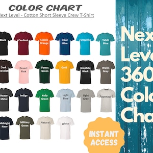 Next Level 3600 Color Chart | 3600 | Color Guide| Mens Fitted Tee Shirt Mockup|Flat Lay|Downloadable