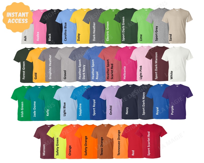 T Shirt Color Chart Gildan