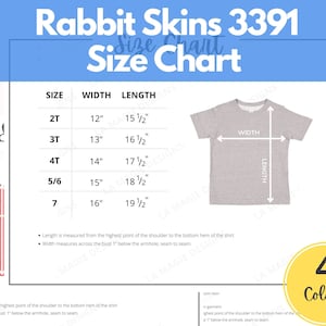 Rabbit Skins 3391 Size Chart* Rabbit Skins Toddler Size Chart*Sizing Guide*RS3391*Rabbit Skins Toddler Tee