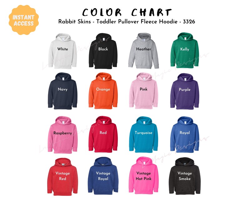 Rabbit Skins 3326 Color Chartrabbit Skins 3326 Size Charttoddler Pullover Hoodiers3326lat
