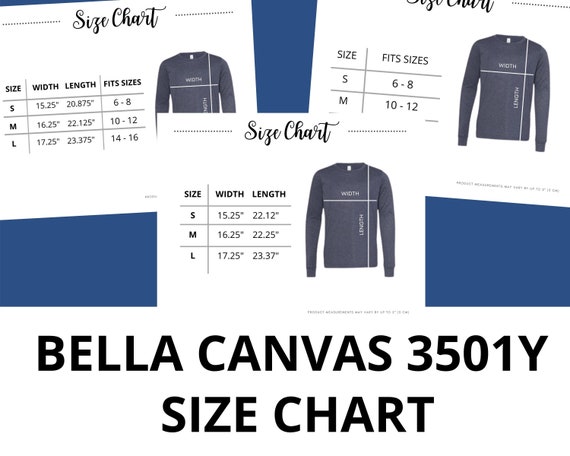 bella canvas 3501 size chart