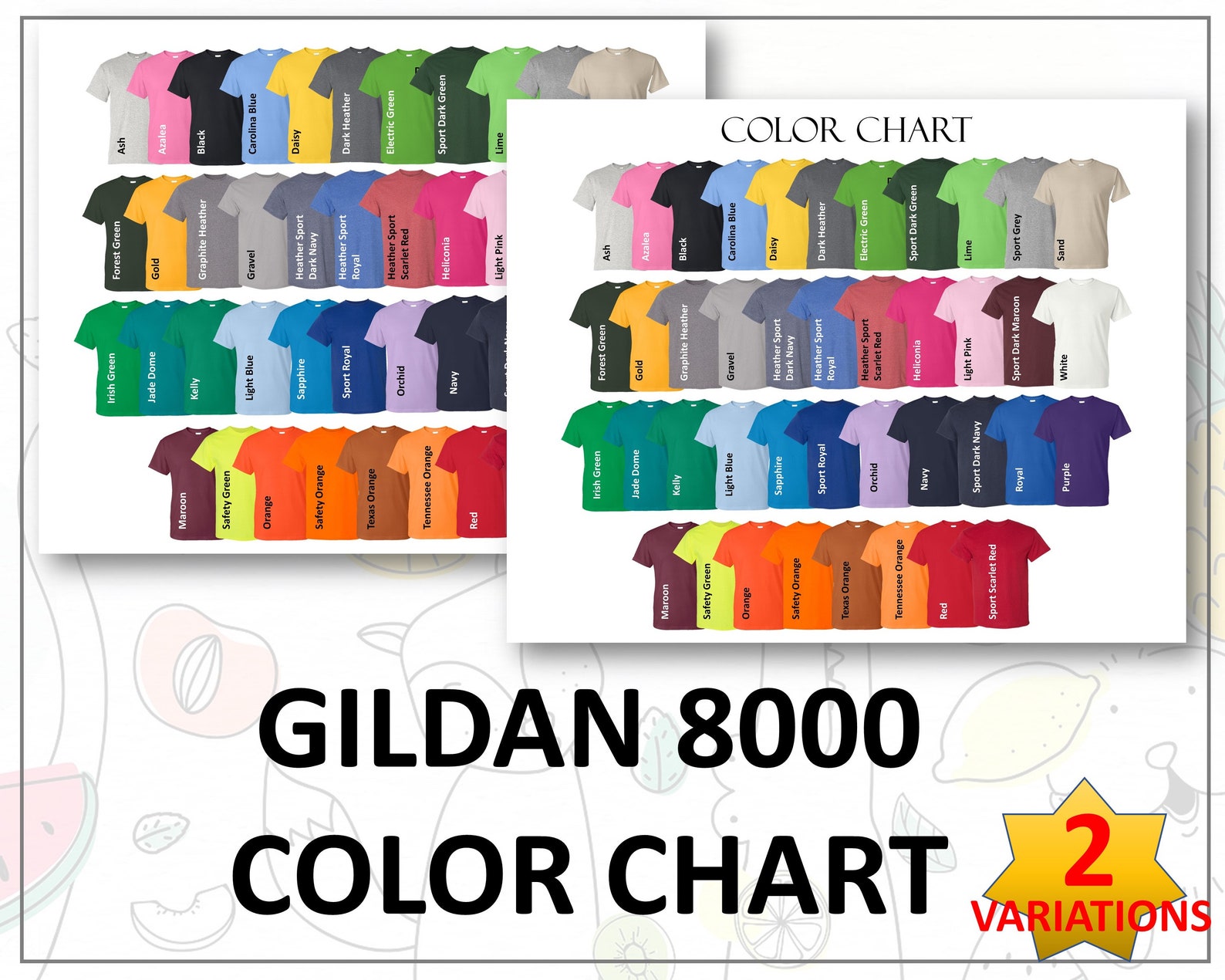 Gildan 8000 Size Chart