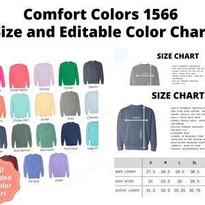 Comfort Colors 1566 Color Chartcomfort Colors 1566 Size - Etsy