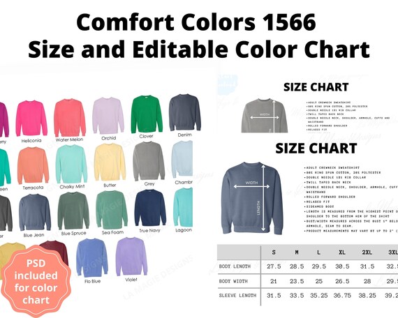 Comfort Colors 1566 Color Chartall Colors Color Chart for Comfort Colors  1566comfort Colors Crewneck Sweatshirt Color Chartcc1566 