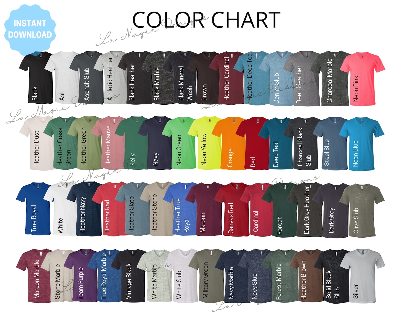 bella canvas 3005 color chart