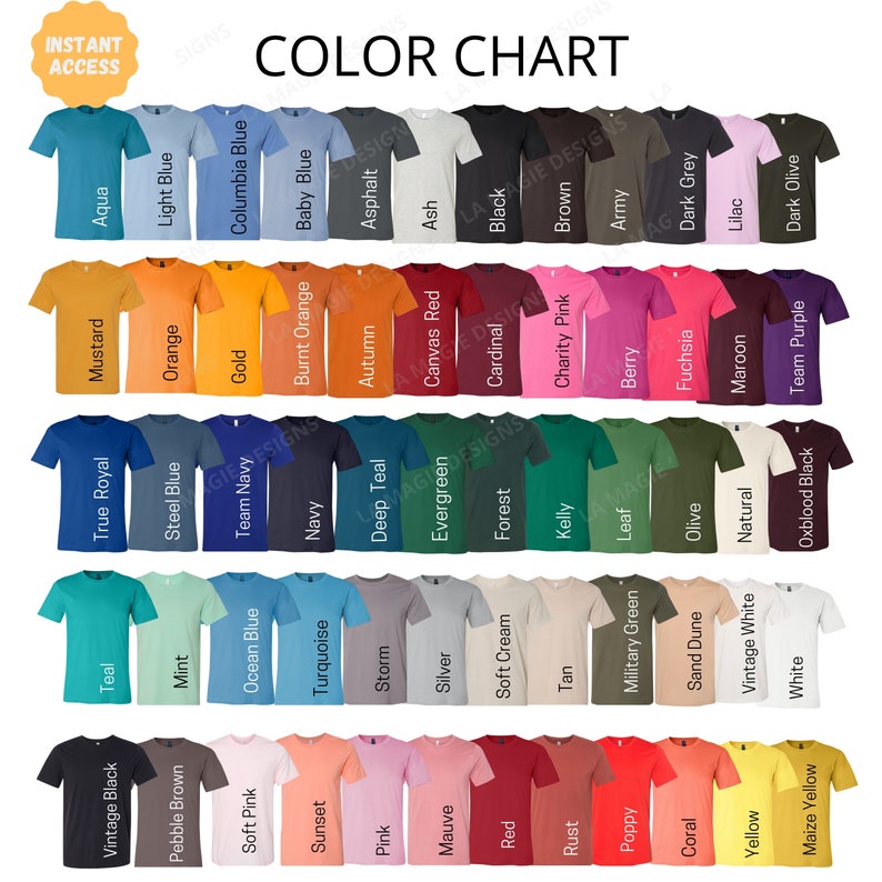 Bella 3001 Color Chart Bella Canvas 3001 Color Chart Solid and Heather ...