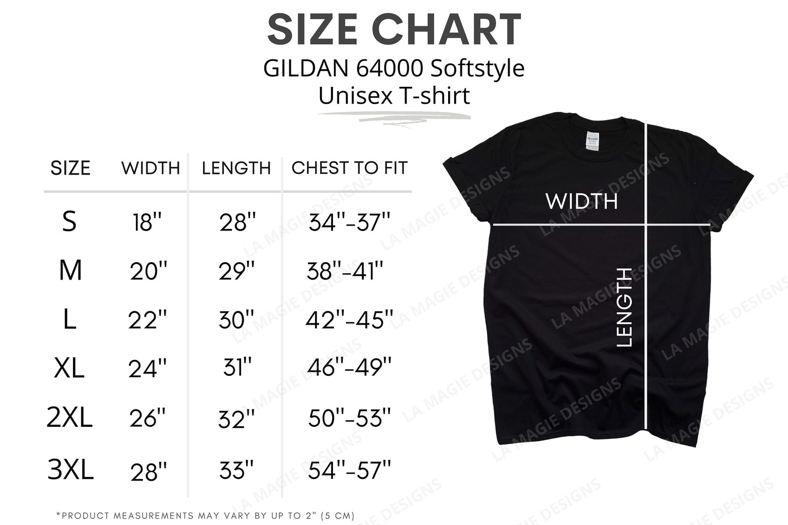 Gildan 6400 Size Chart