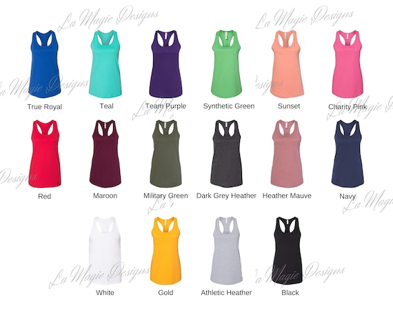 Bella Canvas 6008 Color Chart BC6008 Racerback Tank Top Color Chart Bella Tank Color Chart Mockup Racerback Tank color chart B6008