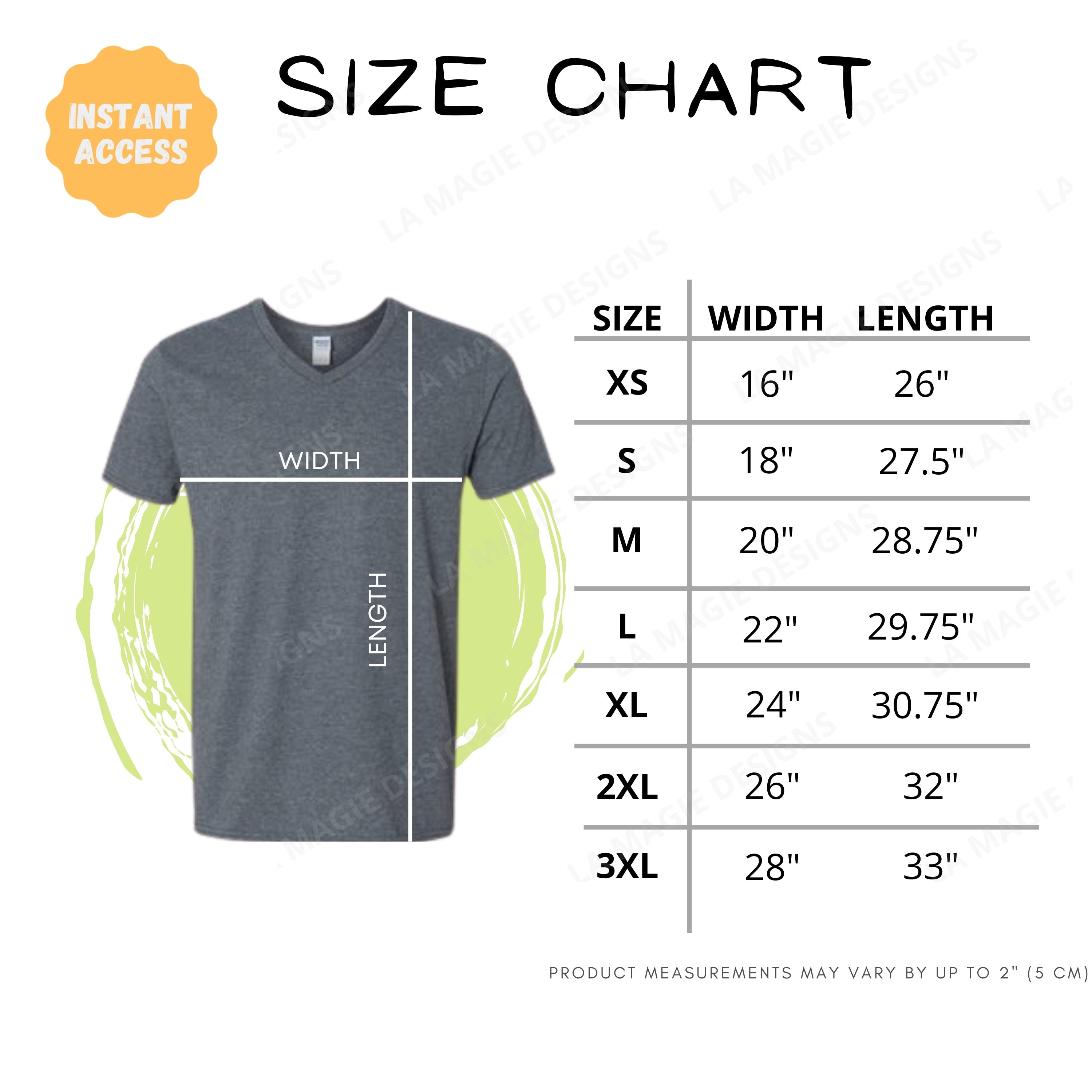 Gildan 64V00 Size ChartGildan Softstyle V-Neck T-Shirt | Etsy