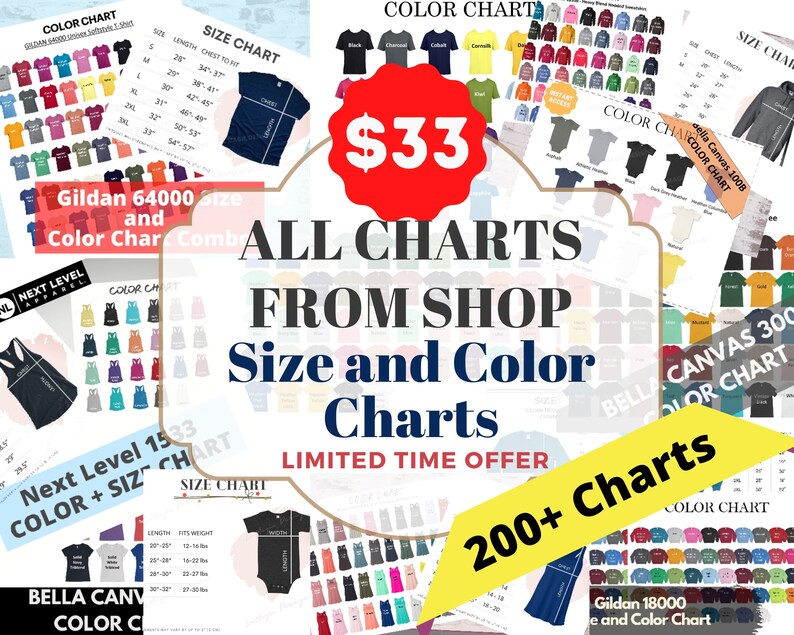 Download Bella Canvas Color Chart Gildan Color Chart Bella 8800 | Etsy