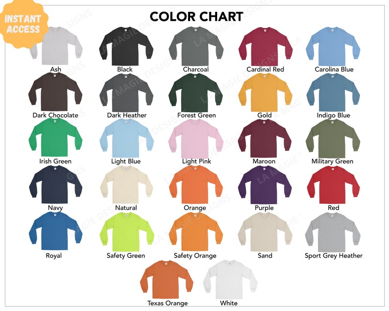 Gildan 2400 Color Chart Gildan G240 All Colors for Gildan | Etsy