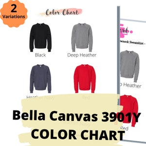 Bella Canvas 3901Y Color Chart/Bella 3901Y Colores/BC3901Y/Youth Sponge Fleece Crewneck Sweatshirt/ Bella+Canvas Color Chart, Mockup,Flat Lay