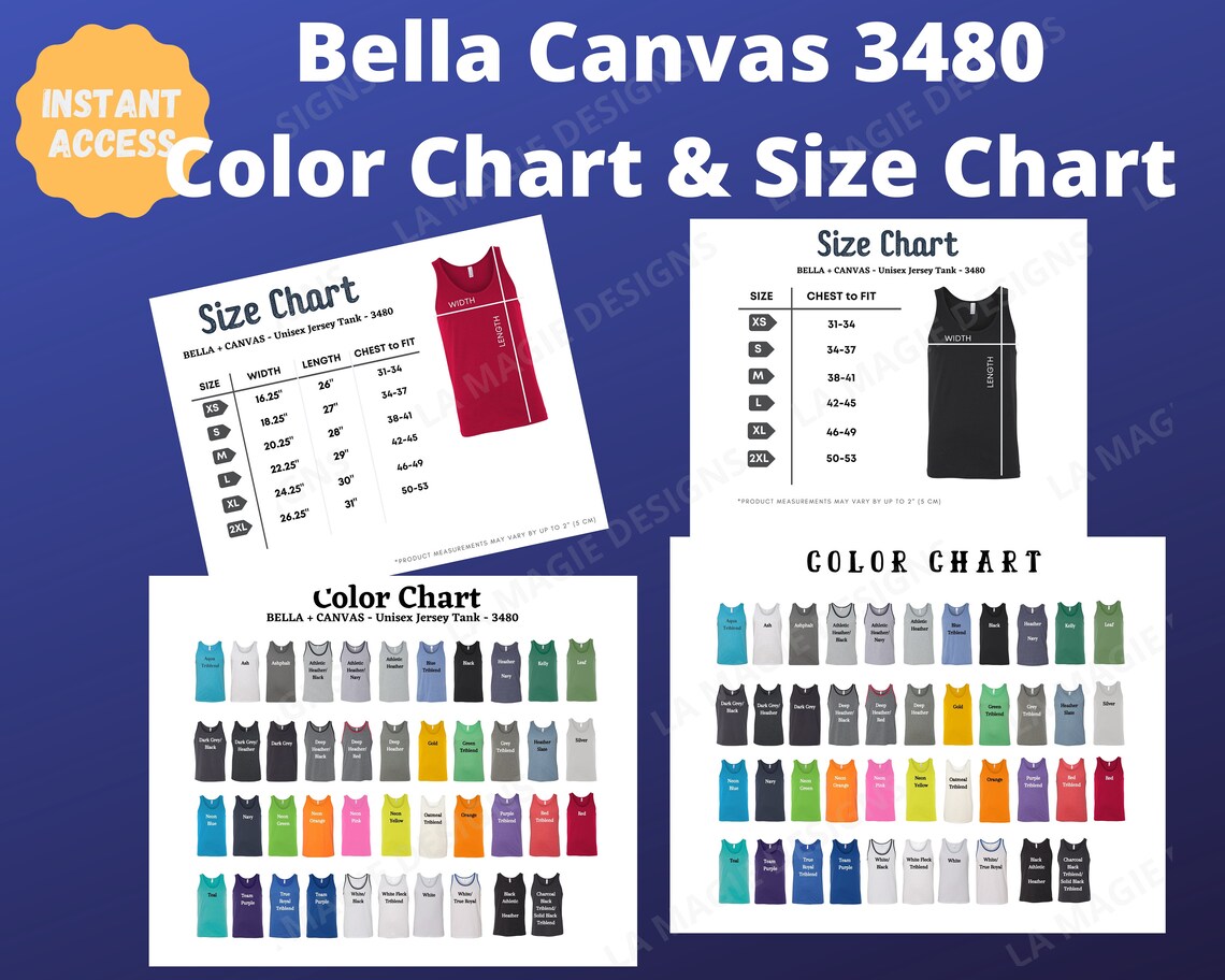Download Bella Canvas 3480 Color Chart Bella Canvas 3480 Size Chart ...