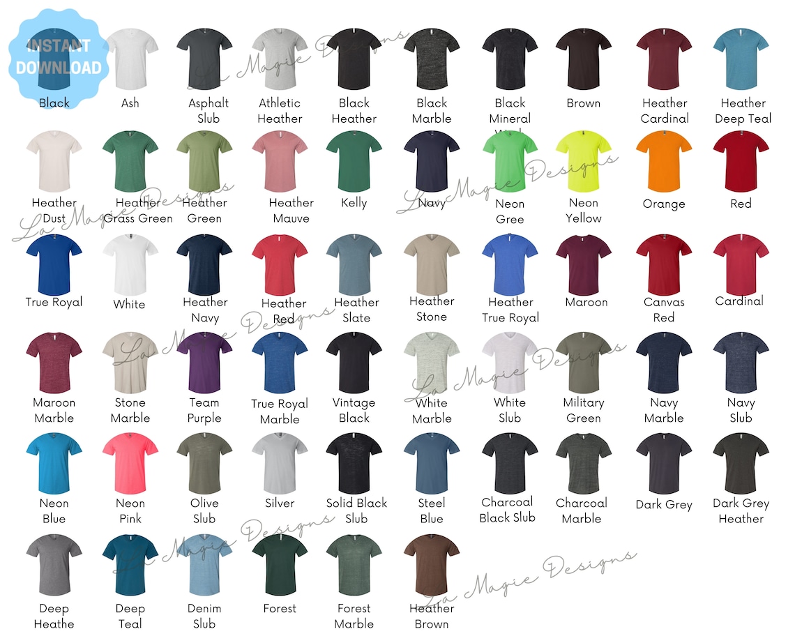bella canvas 3005 color chart