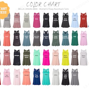 Bella Canvas 8800 Color Chart / BC8800/ Racerback Tank /Tank Color Chart Mockup/Ladies Flowy Racerback Tank color chart B8800