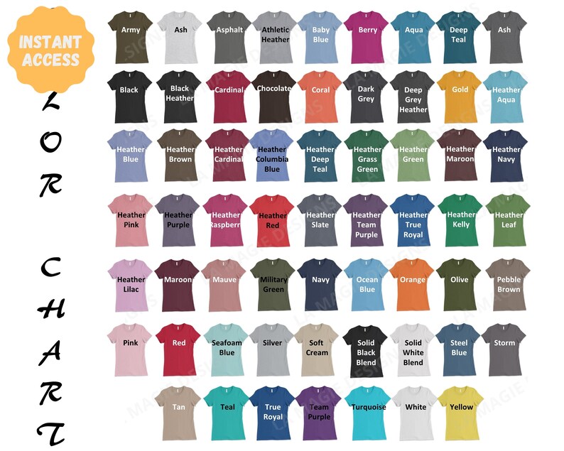 Download Bella Canvas 6004 Color Chart and Bella Canvas 6004 Size ...
