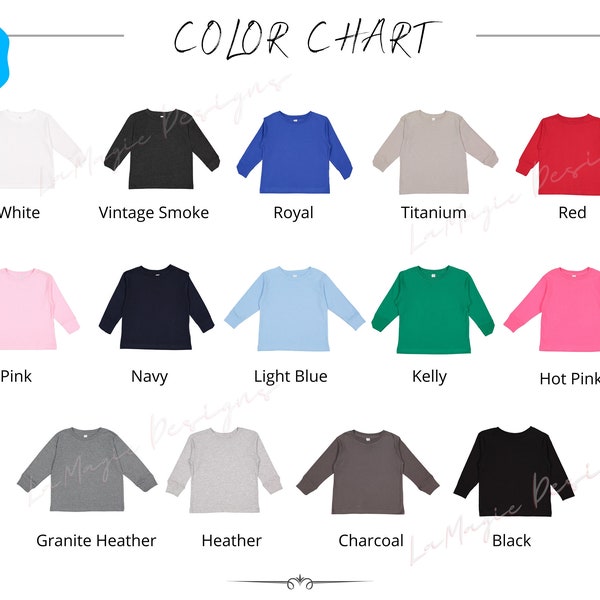 Rabbit Skins 3302 Color Chart |Rabbit Skins Toddler Long Sleeve Tee color chart |RS3302 color|LAT Apparel 3321 Rabbit Skins Colors,Mockup