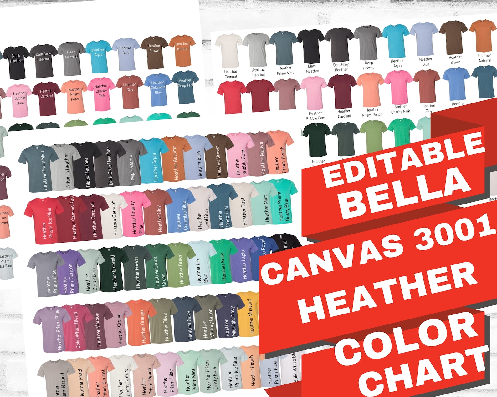 Bella Canvas 3001 Color Chart|all 3001 Heather Colors|bella Unisex ...