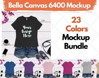 Bella Canvas 6400 Mockup Bundle|Bella Canvas 6400 Color|BC6400| Bella T-Shirt Colors|Bella + Canvas 6400 Mockup Flat Lay,Bella Canvas Mockup