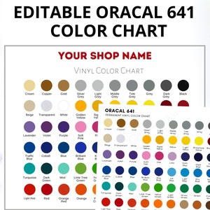Nuancier Oracal 641 modifiable pour les utilisateurs de Cricut et de Silhouette