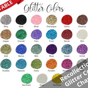 Recollections Glitter Color Chart*Etsy Seller Glitter Color Chart for Customer*Graphic For Your Etsy Shop*Glitter Resource For Tumbler Shops