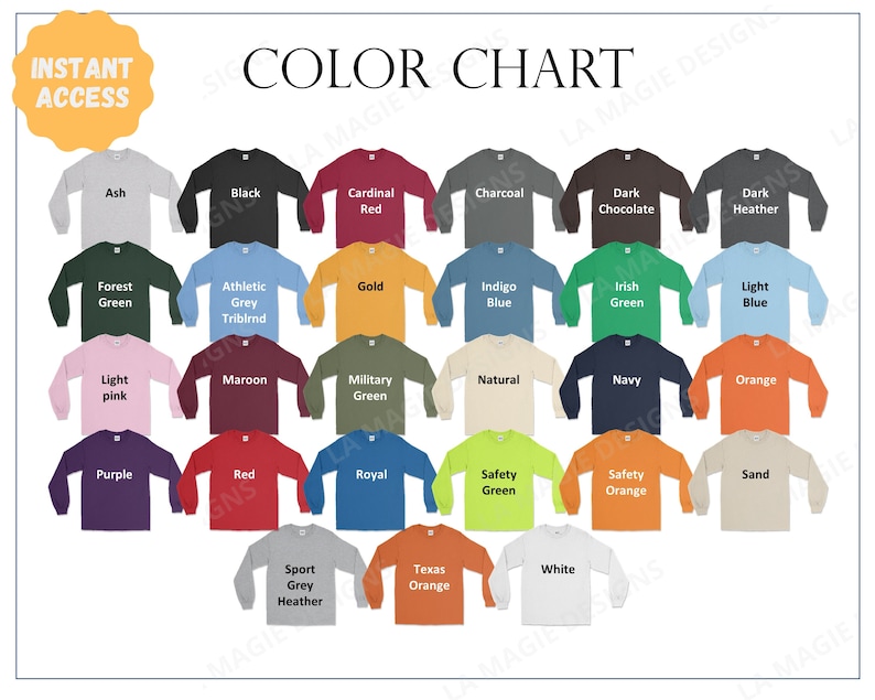 Gildan 2400 Color Chart Gildan G240 All Colors for Gildan | Etsy