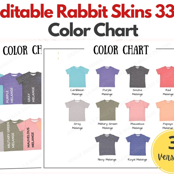 Rabbit Skins 3391 Color Chart*Rabbit Skins 3391 Toddler Harborside Melange T-Shirt Color Chart*Rabbit Skins Toddler Color Chart*RS3391