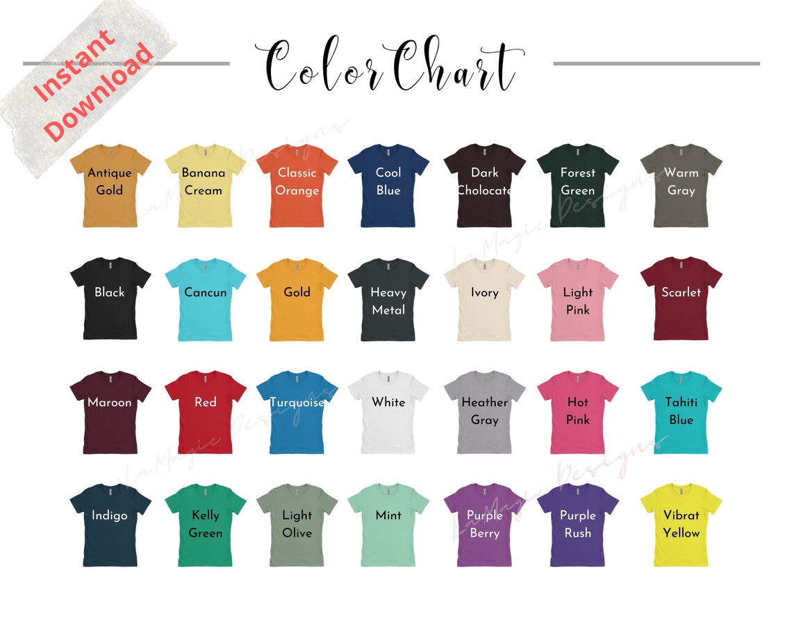 Next Level 3900 Color Chart All Colors N3900 Color Etsy