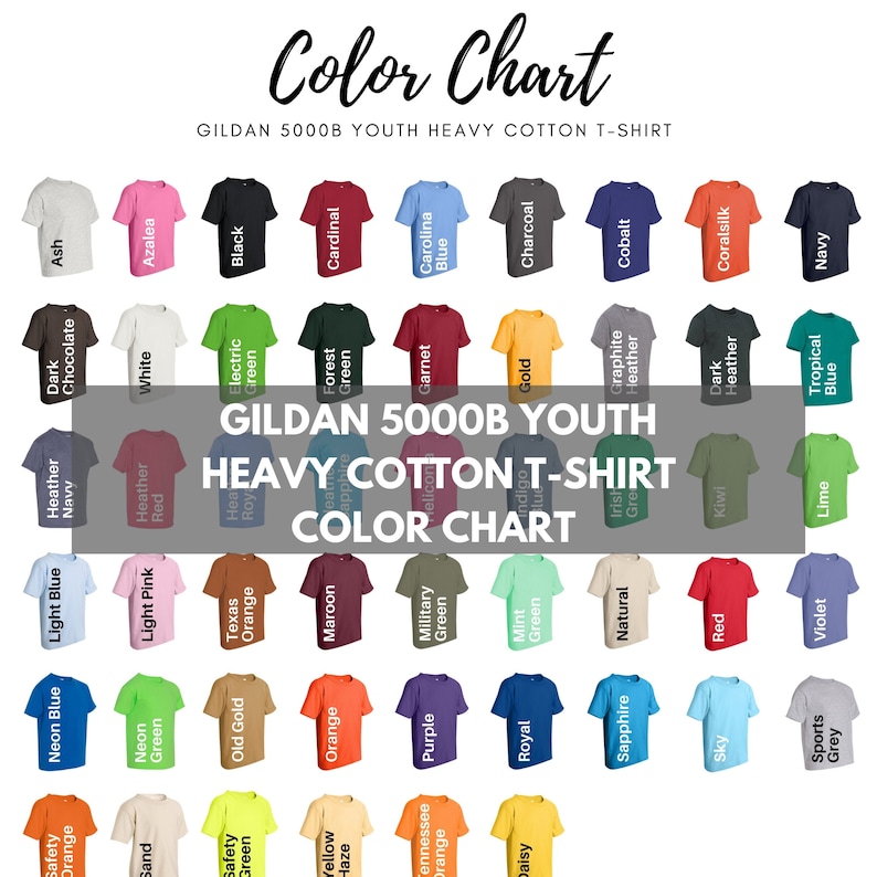 Gildan 5000B Color Chart Gildan G5000B Digital File for | Etsy