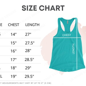 Siguiente Nivel 1533 Tabla de tallas / N1533 / Mujer Ideal Racerback Tank Top Size Chart / Mockup /Digital File / Next Level Apparel
