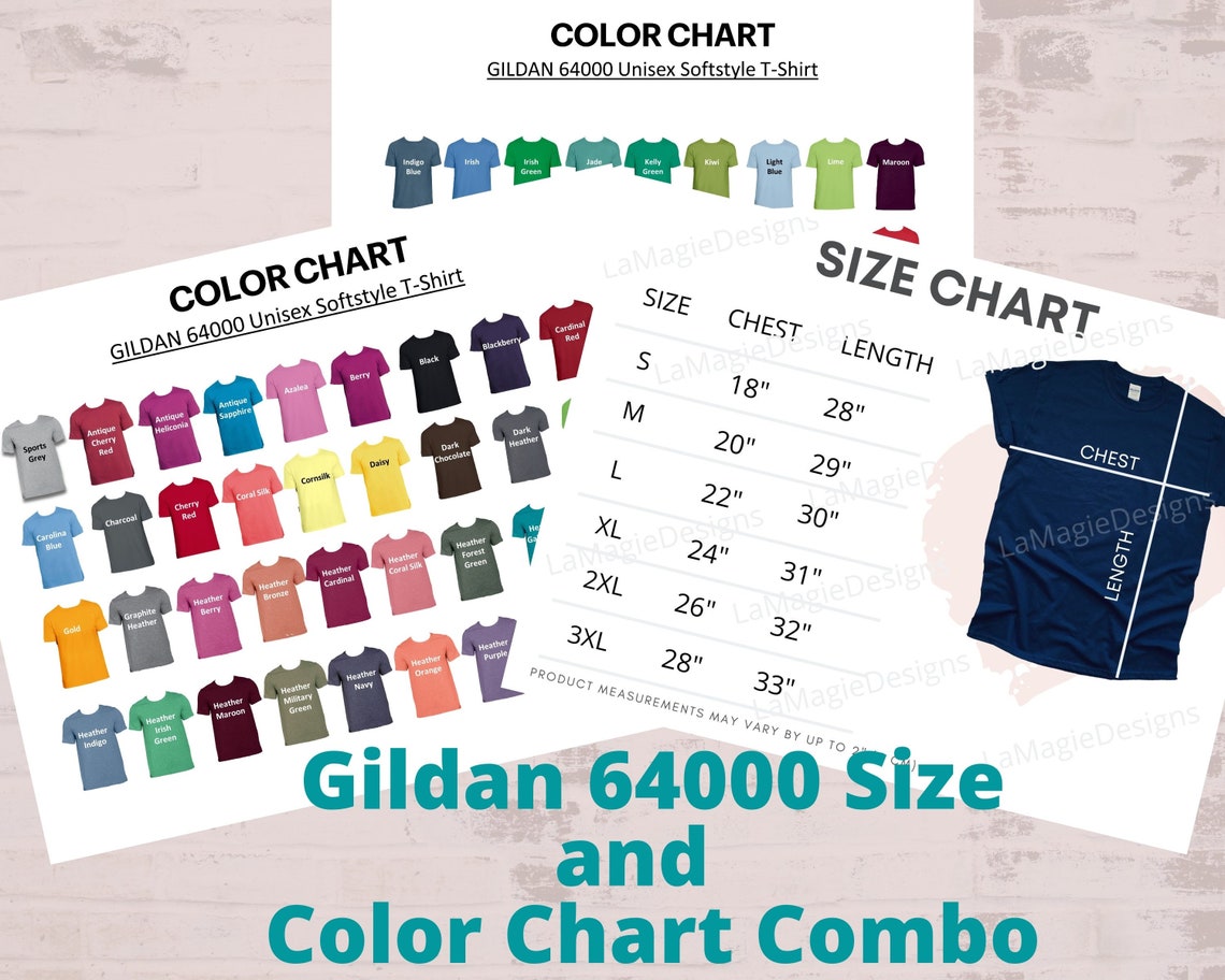 Download Gildan 64000 Size and Color Chart Gildan G640 Digital File ...