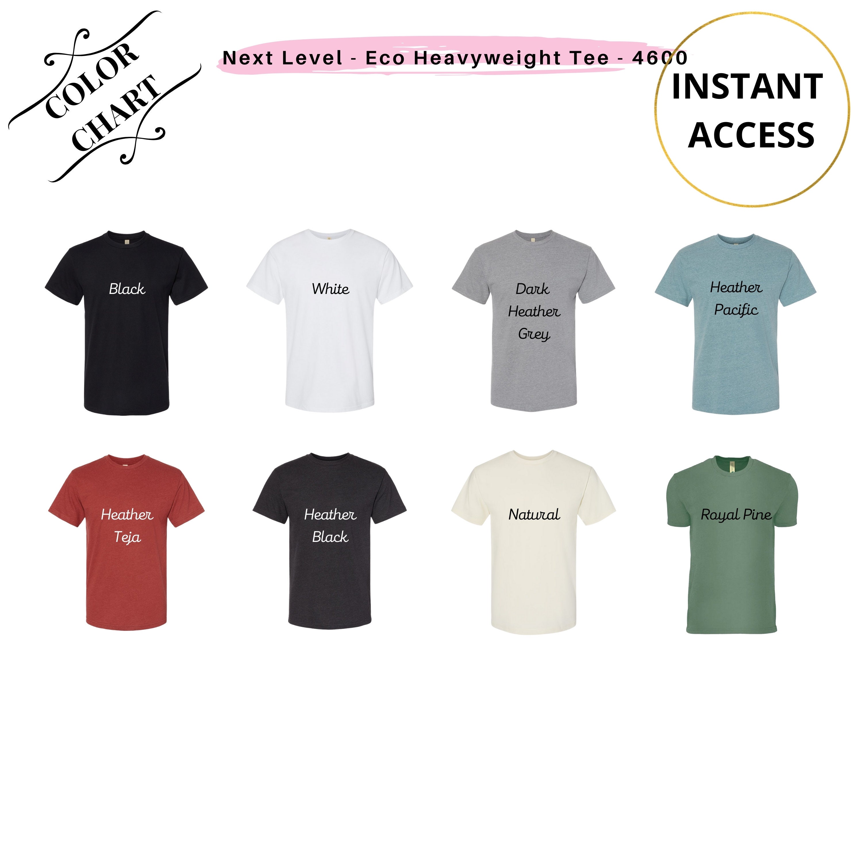 Next Level 4600 Color Chart|next Level 4600 Size Chart|n4600|eco ...