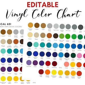 Oracal 651 Color Chart*HTV Color Chart*Oracal 651 Vinyl Color Chart*Printable color chart*Vinyl Color Options|Oracal 651 HTV Color*Etsy Shop