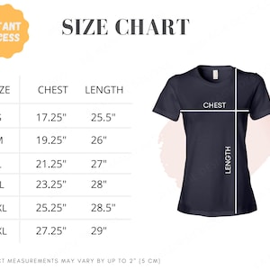 Anvil 880 Size Chart | Anvil 880 Women’s Lightweight T-Shirt | Mockup| Anvil Size Chart |Digital File(JPEG/JPG)|Size Guide Flat Lay,Printful