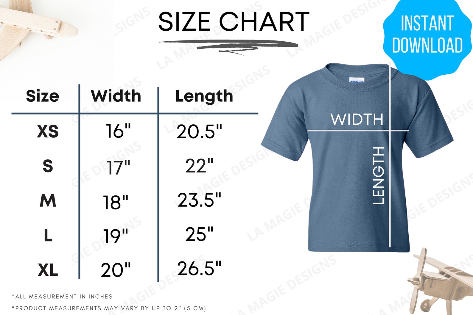 Gildan 5000B Size Chart Gildan G5000B Digital File for | Etsy