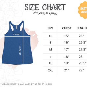 Next Level 6733 Size Chart / N6733 / Women's Ideal Racerback Tank Top / Mockup /Digital File(JPEG/JPG) / Tank Top / Guía de tallas