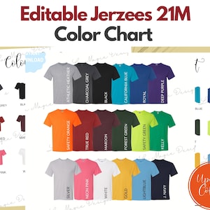 Jerzees 21MR Color Chart|All colros|Jerzees Dri Power Poly T-Shirt Size Chart|Jerzees Color Chart|Jerzees 21M color mockup|Digital|Guide