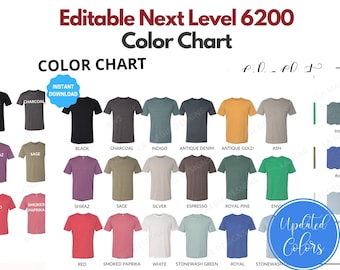 Next Level 6200 Color Chart | All Next Level Colors|n6200