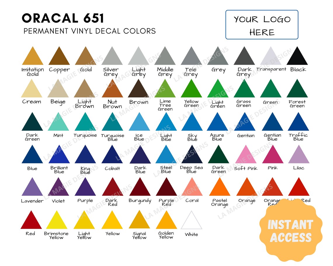 Editable Oracal 651 Color Chart|permanent Vinyl Decal Color Chart ...
