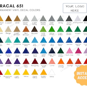 Oracal 651 color chart |Permanent Vinyl Decal Color Chart, Oracal Permanent Vinyl Decal Stickers Color Options, Oracal 651 Vinyl Chart