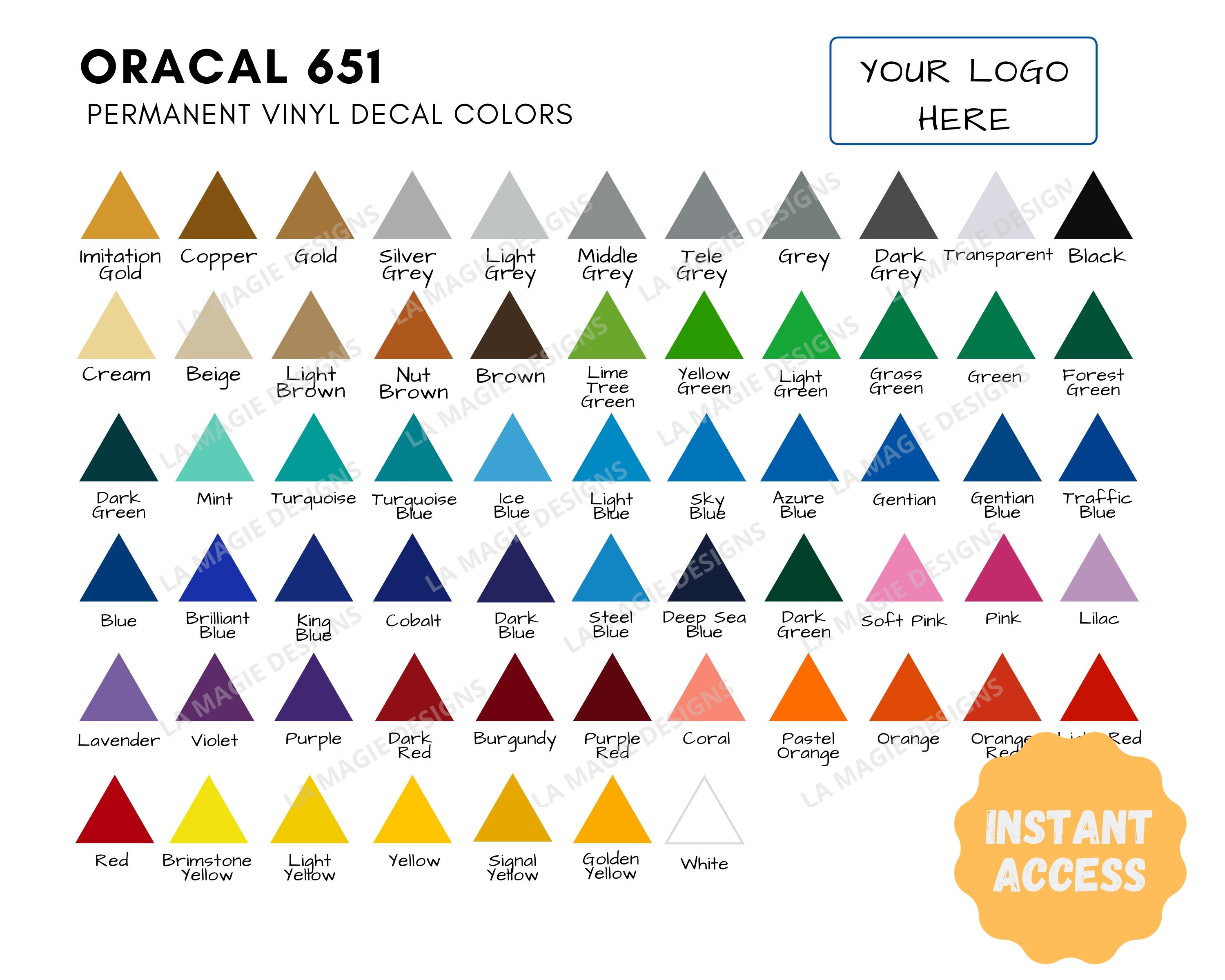 Oracal 651 Permanent Vinyl Color Chart 64 COLORS Semi-editable PSD Oracal  Vinyl Color Chart Oracal 651 Color Chart 651 Color Chart 