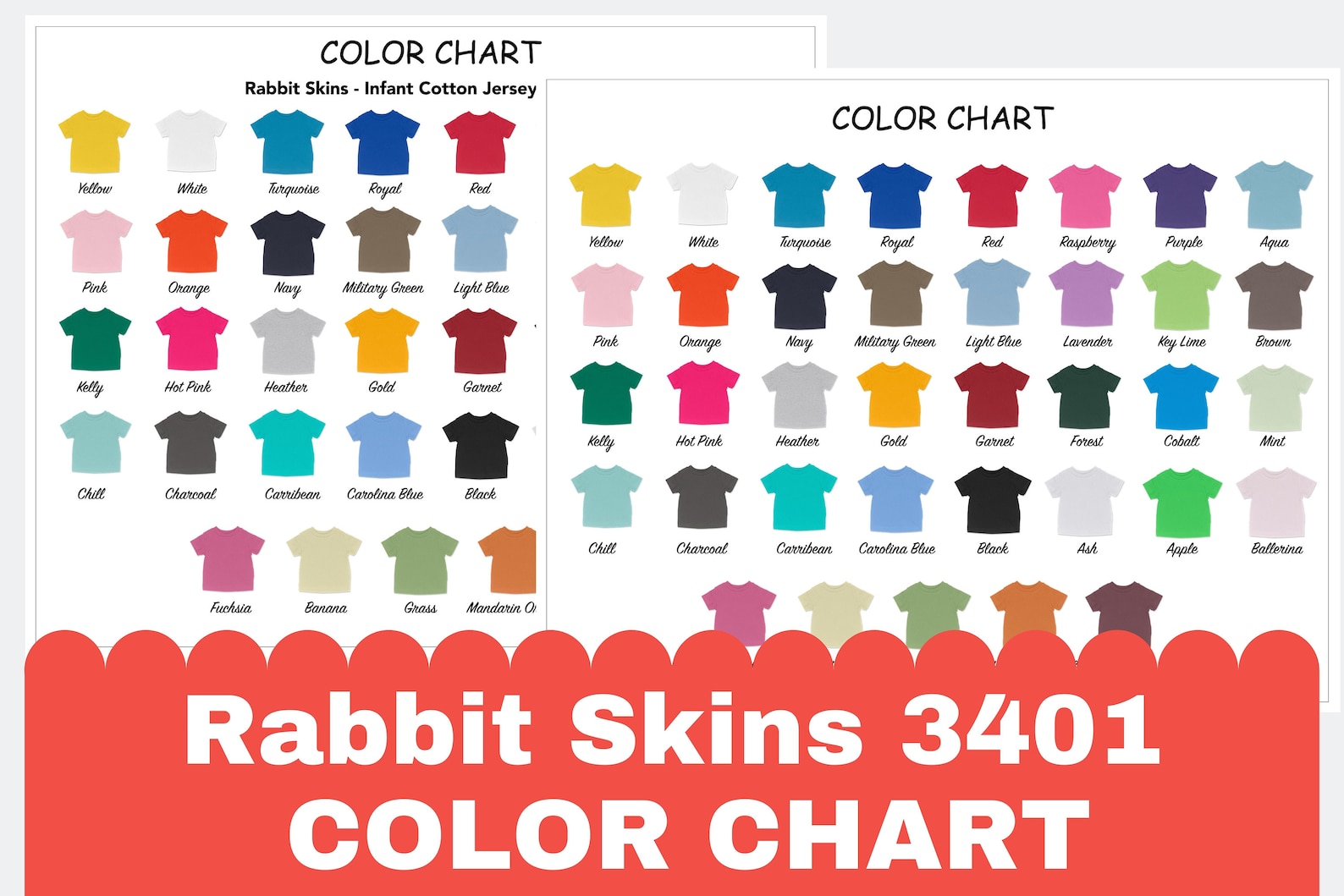 Rabbit Skins 3401 Color Chart 3401 Rabbit Skins Infant Cotton Jersey Tee Color Chart RS3401LAT